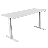 HORI® Schreibtisch PC Computertisch oder als Arbeitstisch mit elektrisch höhenverstellbarem Tischgestell I Maße: 150 x 70 cm | bis 80 kg I Weißes Tischgestell mit weiß