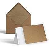 50 Karten Einleger Briefumschläge Set - Umschläge DIN C6 + blanko Klappkarten DIN A6 + Einleger - Umschläge mit Karten in Natur Kraftpapier Braun - Selber basteln Einladungskarten Weihnachtsk