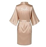 Satin Seide Roben Plus Size Hochzeitsbademantel Braut Brautjungfernkleid Kleid Damen Kleidung Nachtwäsche Trauzeugin Rose Gold -a30-S
