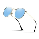 Kennifer Unisex Runde Sonnenbrille, Polarisierte UV400 Schutzkreis Retro Steampunk Sonnenbrille für Männer und F