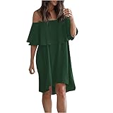 Aocase Sommerkleid Damen Trägerloses Rüschenkleid von der Schulter Sexy Loses Kleid Einfarbig Langem Rock Lässig Kleider Frauen Female Teenager Mädchen Freizeit Strand Party