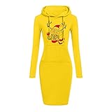 Weihnachtskleid Damen Sexy Elegante Strickkleid Langarm Hoodie Kleid Weihnachtspullover Knielang Winterkleid Leicht Weich Oberteil Jumperkleid Festliche Geschenk Party Kleider Rockabilly Minik