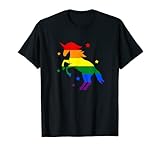 Einhorn in Regenbogenfarben LGBTQ Motiv Pride T-S