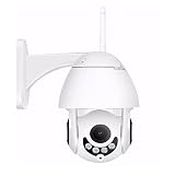 QJHPJH 1080P Kabellose Outdoor Kamera, Mit Automatische Verfolgung Überwachungskameras, Überwachungskamera Aussen, 2-Wege Audio, IP66 Wasserdicht, Cloud/SD Storage, Push Alarme (Farbe : Weiß)
