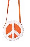 shoperama Runde Hippie Schulter-Tasche mit Peace-Zeichen 70er Jahre Flower Power Woodstock Handtasche, Farbe:Orang