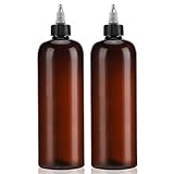 2 Gel-Quetschflaschen, Segbeauty 16,9 Unzen Bernstein Squeeze Flaschen, 500 ml Nachfüllbare Haarfärbemittel Farbige Applikatorflasche mit abgewinkelter Spitze, Twist-On Top Tip Kunststofffärbewerkzeug