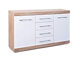 Inter Link 19601030 Kommode Sideboard Dielenschrank Anrichte Highboard KF-Board Sonoma-Eiche Nachbildung Hochglanz W