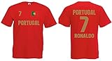 Portugal Ronaldo Herren T-Shirt EM 2020 Trikot Look Style Shirt Rot XXL