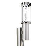 EGLO LED Außen-Wandlampe Trono Stick, 2 flammige Außenleuchte inkl. Bewegungsmelder, Sensor-Wandleuchte aus Edelstahl, Glas und Kunststoff, Farbe: Silber, Fassung: GU10, IP44