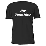 T-Shirt mit Ihrem Wunschtext individuell beschriften (Shirt Farbe: SCHWARZ)