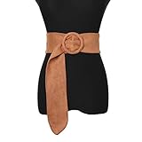 Sethain Jahrgang Breit Taille Gürtel Elegant Cinch Gürtel Kleid Mantel Obi Bund für Frauen und Mädchen (braun)