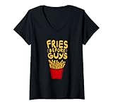 Damen Pommes vor Jungs T-Shirt mit V
