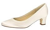 Rainbow Club Brautschuhe Ramona - Pumps, Ivory / Creme, Satin, Größe 39.5 - Hochzeitsschuhe, Blockab