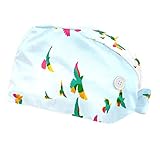Birds Flying Sky 2 Stück verstellbare Arbeitskappen niedlich bedruckte Arbeitskappe mit Knopf Bouffant Turban Kappe für Damen H