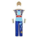 YOOJIA Kinder Jungen Arabischer Prinz Verkleidung Dieb Wunderlampe Rollenspiel Prinz Kleidung Set Karneval Fasching Blau 122-134