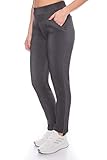 Kendindza Damen Thermo-Leggings Jeans-Look gefüttert mit Innen-Fleece Basic Blickdicht (Schwarz | Muster 2, XXXL)