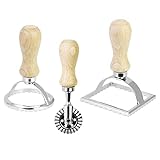 Ausstechformen Weihnachten Cookie Cutter Set, Ravioli Briefmarken Maker Set Cookie Stempel DIY Dumpling Stempelform Mit Holzgriff Pasta Pressenform 3 Stück