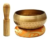 KWZ Tibetische Klangschalen Set, Personalisierte Geschnitzte Tibetische Klangschale Geschenk for Klangwiederherstellung, Meditation, Entspannung, Yog