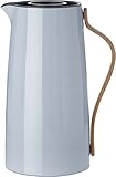 Stelton Kaffee-Isolierkanne Emma - Edelstahl-Thermoeinsatz, doppelwandig isoliert - Thermoskanne/Kaffeekanne/Kanne mit Buchenholzgriff, Easy-Click-Deckel - 1,2 Liter, glänzendes Finish, B