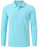 MoFiz Herren Poloshirt Langarm Baumwolle Polohemd Freizeit Polo Golf Wintershirts mit Kragen Hellblau XXL