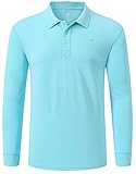 MoFiz Herren Poloshirt Langarm Baumwolle Polohemd Freizeit Polo Golf Wintershirts mit Kragen Hellblau XXL