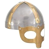 Hogotin Wikinger-Helm Antik Replik Brillenhelm Ritterhelm Metall Helm Mittelalter LARP Silbern Stahl Für Rollensp