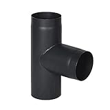 rg-vertrieb Ofenrohr Rauchrohr Kaminrohr Rohrelement T-Stück Stahlrohr Abgasrohr Senotherm Schwarz 2mm Heizung (120mm)