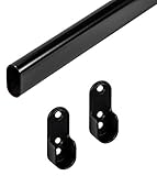 Gedotec Garderobenstange schwarz Kleiderstange Metall | Schrankstange 2000 mm | OVAL Schrankrohr Vintage aus Metall | Möbelrohr 30 x 15 mm | 1 Stück - Ovalstange Kleider-Schrank mit 2 Halterung