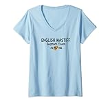 Damen Englisches Mastiff-Unterstützungsteam Retro Vintage T-Shirt mit V