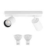 OPPER 2 LED Deckenleuchte Schwenkbar inkl. 2x GU10 LED Lampen 400LM LED Deckenstrahler,Wandspot Deckenspot LED Spotbalken 2-flammig LED Deckenlampe Warmweiß 3000