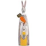 JelyArt Gartenstatue im Freien, Gartenfigur aus Harz Handwerk Kaninchen Paare Garten Draussen Ornamente Dekor (Frau.Kaninchen)
