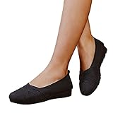 Ballerinas Damen Schwarz Comfort Damen Mokassins Weite Klassische Flache Schuhe Für Damen Elegant Geschlossen Loafer Bequeme Slip-Ons Slipper Freizeitschuhe Damenschuhe Soft Slipp