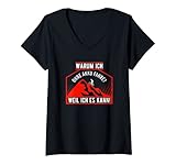 Damen Radfahrer Lustiger Spruch Warum ich ohne Akku fahre Fahrrad T-Shirt mit V