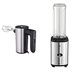 WMF Kult X Edition Handrührer, Quirl mit 5 Geschwindigkeitsstufen, Turbofunktion, Handmixer 400 W, schwarz & Kult X Mix & Go Mini Smoothie Maker, Standmixer, Blender elektrisch, Shake Mixer 300 W