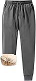 Herren Winter Sweatpants Jogginghose mit Fleece Innenseite Sporthose Leichte und Atmungsaktive Sporthose Sweathose mit Taschen, grau, 34-37