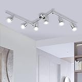 Bojim Deckenstrahler 6 flammig Neutralweiß Inkl. 6x 6W GU10 Leuchtmittel je 600LM 4500K 82Ra IP20 silber Deckenlampe LED einstellbar Spotbalken Wohnzimmer Matt Nickel modern Deckenleuchte M