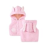 ZANZAN Kinder Winterweste Kinder warme Weste, Baby Mit Kapuze Weste Winter Mädchen Junge Polyester Tierform Niedliche Plus Samt Sleeveless Jacke warme Kinderweste (Color : Pink, Größe : 100)