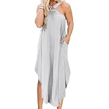 Sunshine Maxikleid, Miami Sunshine Maxikleid, Schulterfrei Sexy Sommer Casual Comfort Neckholder Langes Kleid, Sommer-Maxikleid für Damen (grau,3XL)