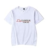 YLWX Grey's Anatomy T-Shirt Lose Herren Rundhals Kurzarm Sweatshirt,White-XXXL