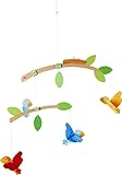 HABA 304314 - Mobile Vögelchen, Babyspielzeug für den Wickeltisch, stimuliert die Sinne von Babys, ideal als Geschenk zur Geburt und T