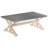 Couchtisch Beistelltisch Couchtisch Sofatisch Teetisch Cocktailtisch Pflanzenständer Wohnzimmertisch mit Zinkplatte 110 x 60 x 40 cm Mangoholz M