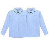 BIENZOE Jungen Schule Oxford Lange Hemd 2Pcs Satz Blau 14