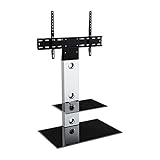 King TV Ständer Standfuß fur 32' - 55' Zoll LCD/LED/Plasma Fernseher Fernsehtisch mit Halterung inkl. Kabelführung mit SchwarzGlas Regale max. 40kg
