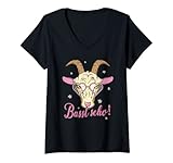 Damen Basst scho Ziege Fan Bayern Dialekt Sprüche Lausmadl T-Shirt mit V