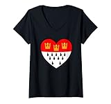 Damen Fasching & Karneval - Rut un Wiess - Rot Weiss Köln T-Shirt mit V