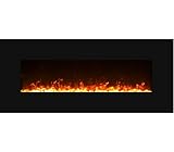 GLOW FIRE Mars Elektrokamin mit Heizung, Wandkamin mit LED | Künstliches Feuer mit zuschaltbarem Heizlüfter: 750/1500 W | Fernbedienung, 126 cm, Schwarz, Kristalldek