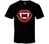 Vampire Diaries T-Shirt mit großen roten Lippen und Bluttropfen, Vampire Diaries Gr. M, Schw