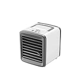 Alueeu Mini Klimaanlage für Zimmer mit Akku Klimagerät Mobil Leise Air Cooler 4 in 1 Air Conditioner mit Drehfunktion, Tragbare USB Verdunstungskühler mit Wasserkühlung und LED N