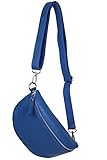 AmbraModa GLX10 - Damen Herren Unisex kleine Hüfttasche Gürteltasche Bauchtasche Umhängetasche aus Echtleder (Royalblau)