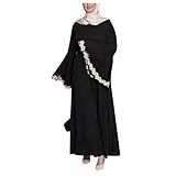 Muslimische Roben Kleider Damen Islamische Druck Elegant Slim Lang Kleid Maxikleid Arab Dubai Kaftan Frauen Einfarbig Gebetskleidung Schlank Nahen Ostens Abaya Türkisch Abendkleid Vintage Gow